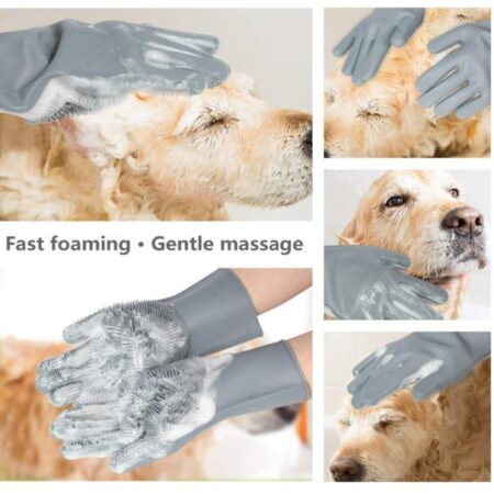 Pet grooming massage gloves